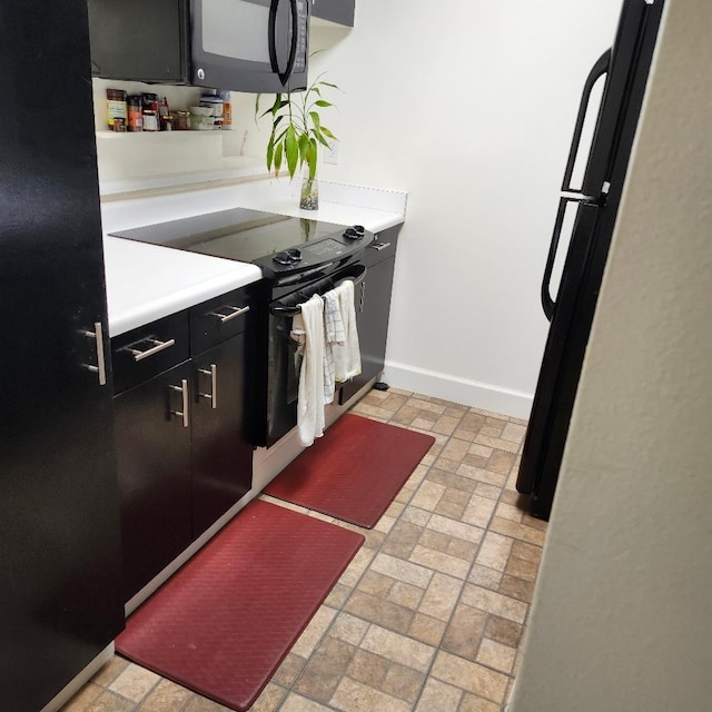 kitchen with black appliances