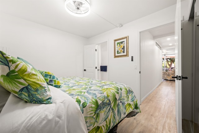 bedroom featuring light hardwood / wood-style floors