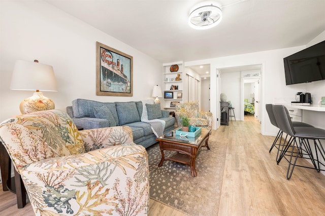 living room with light wood-type flooring