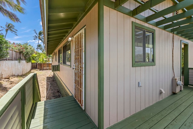 view of home's exterior with a deck