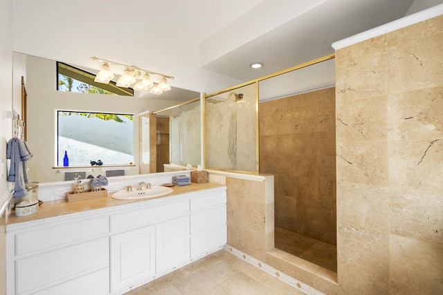 563 Mikioi Pl, Kihei, HI 96753 - bathroom with walk in shower, vanity, and recessed lighting