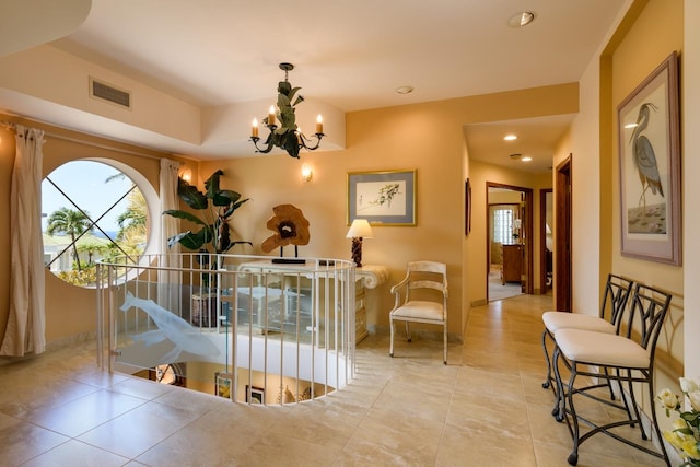 interior space featuring a chandelier and a wealth of natural light