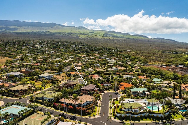 bird's eye view featuring a mountain view