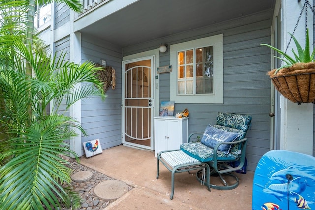 doorway to property featuring a balcony