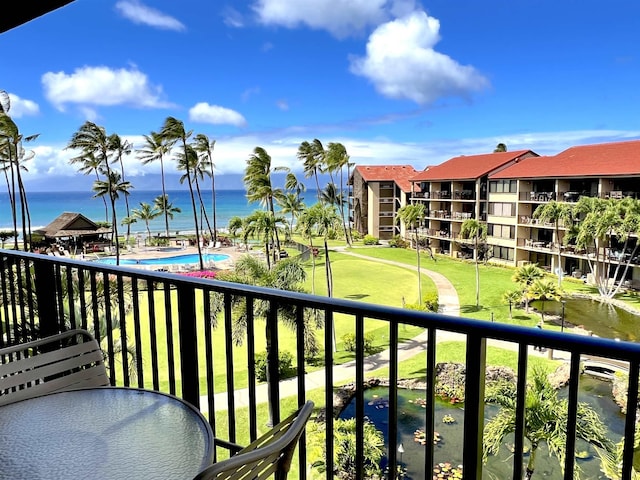 balcony with a water view