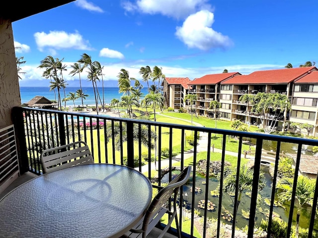 balcony with a water view