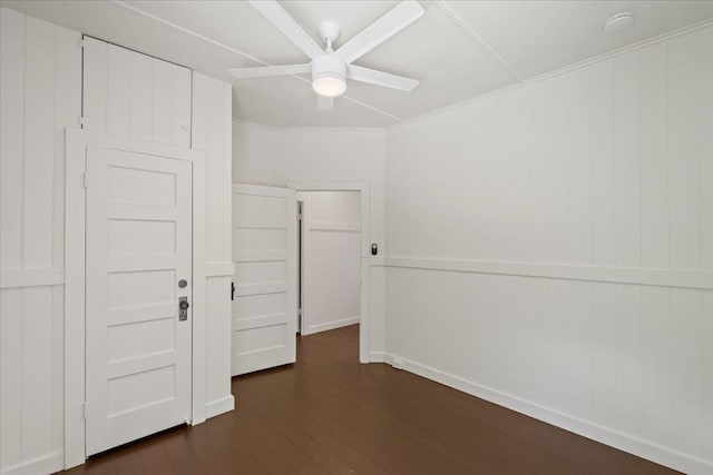 3217 Luahine Pl, Haiku, HI 96708 - empty room with dark wood-type flooring, ceiling fan, and baseboards