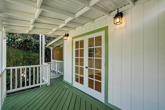 3217 Luahine Pl, Haiku, HI 96708 - wooden terrace with french doors