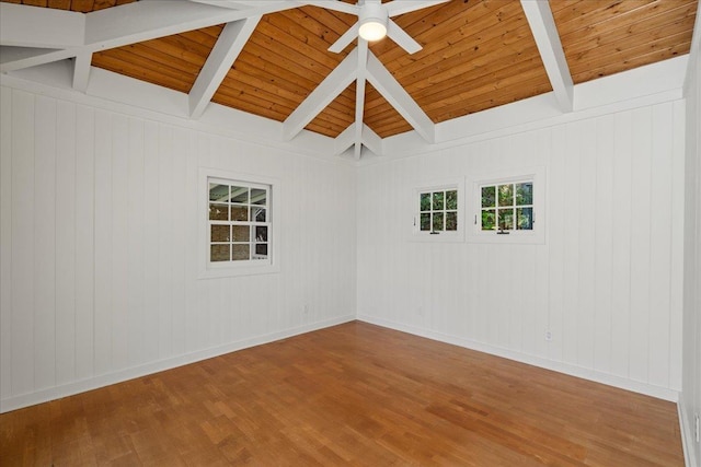 3217 Luahine Pl, Haiku, HI 96708 - unfurnished room with wood finished floors, beam ceiling, wood ceiling, a ceiling fan, and baseboards