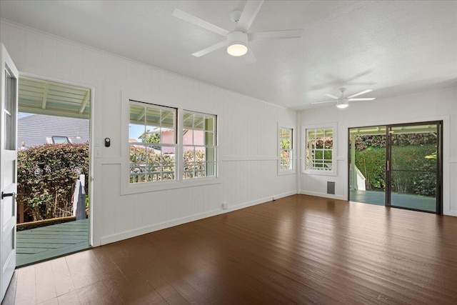 3217 Luahine Pl, Haiku, HI 96708 - spare room featuring wood finished floors, a ceiling fan, baseboards, and crown molding