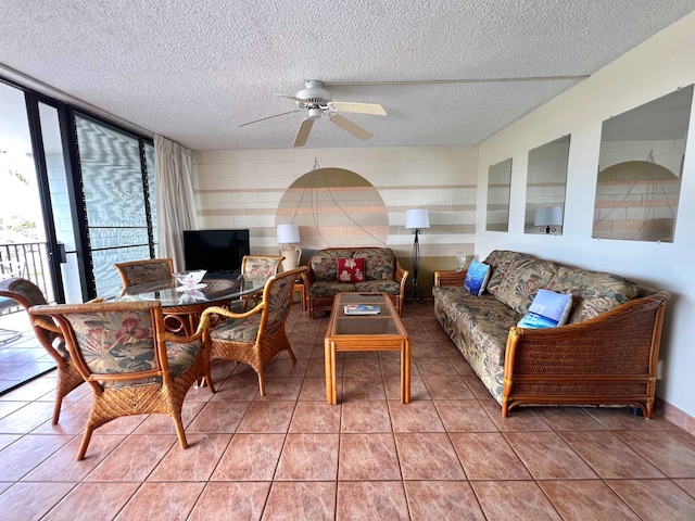 interior space featuring ceiling fan