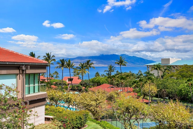 property view of water featuring a mountain view