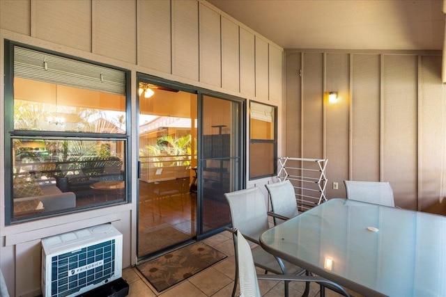 interior space with lofted ceiling and heating unit