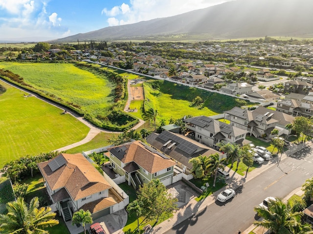 aerial view with a mountain view and a residential view