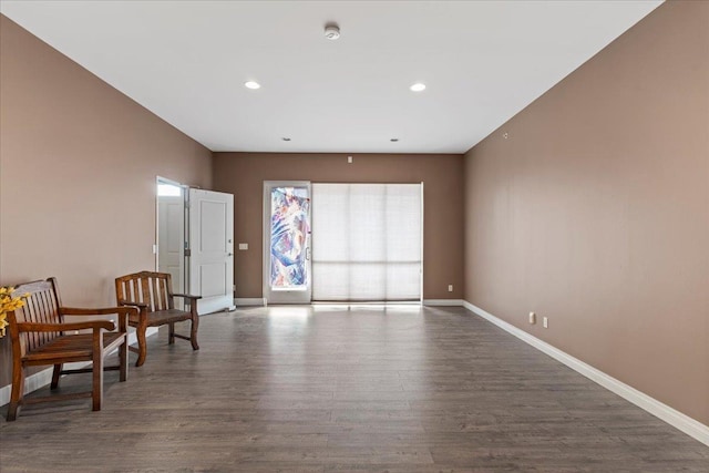 living area with dark wood-type flooring