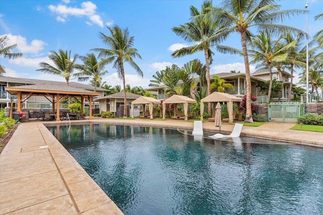 view of pool featuring a gazebo