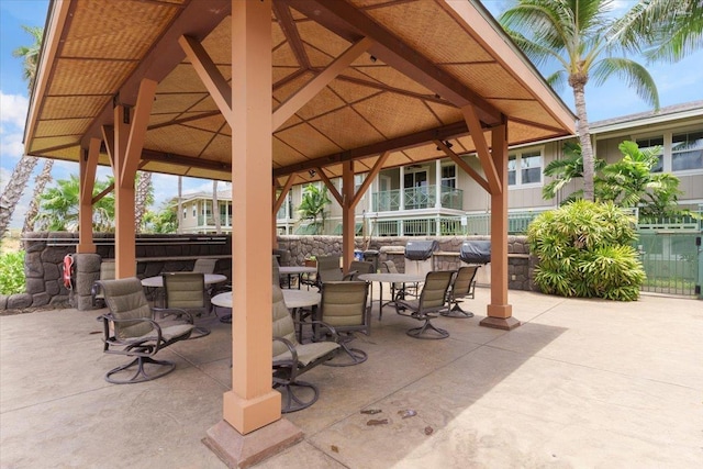 view of patio / terrace featuring a gazebo