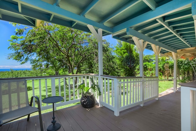 698 Kaupakalua Rd Unit A, Haiku, HI 96708 - wooden deck with a yard