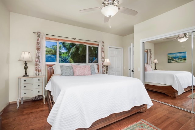 698 Kaupakalua Rd Unit A, Haiku, HI 96708 - bedroom featuring wood finished floors and ceiling fan