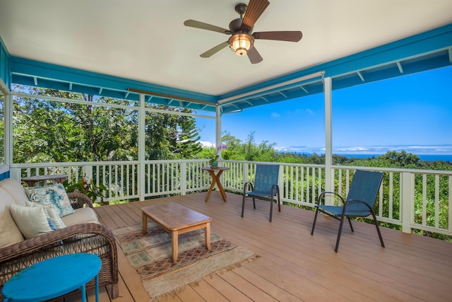 698 Kaupakalua Rd Unit A, Haiku, HI 96708 - sunroom featuring ceiling fan