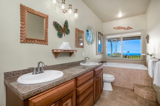 698 Kaupakalua Rd Unit A, Haiku, HI 96708 - full bathroom featuring a garden tub, tile patterned floors, and double vanity