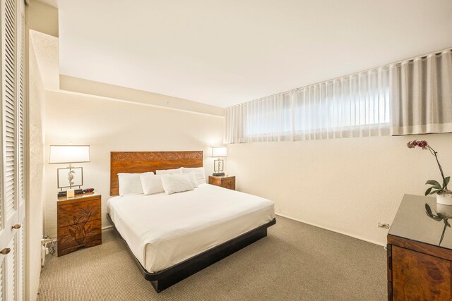 carpeted bedroom featuring a closet