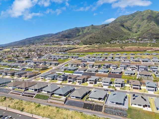 drone / aerial view with a mountain view