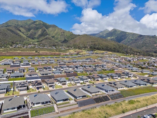 aerial view with a mountain view and a residential view