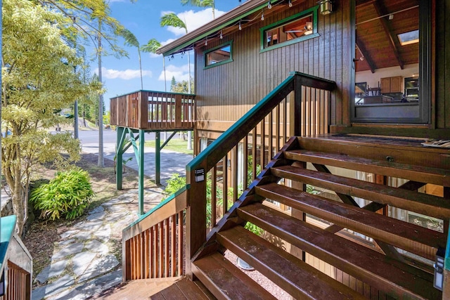 wooden terrace with stairs