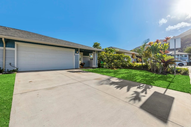 ranch-style house with a front lawn