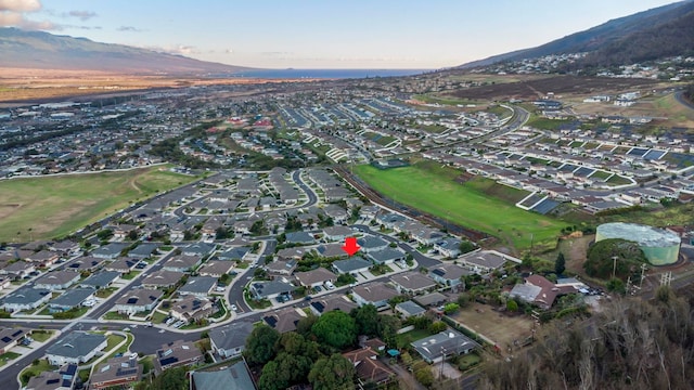 bird's eye view with a mountain view