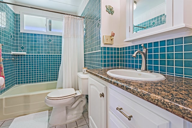 219 Ekoa Pl, Wailuku, HI 96763 - full bath with tile patterned floors, toilet, shower / bath combo, and vanity
