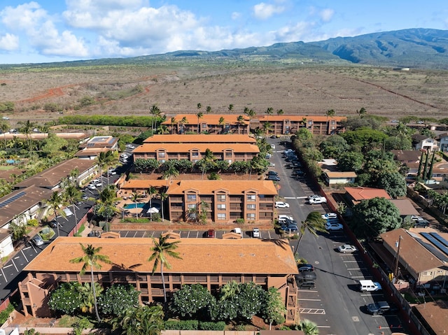 aerial view with a mountain view