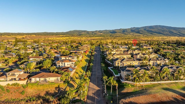 birds eye view of property featuring a mountain view