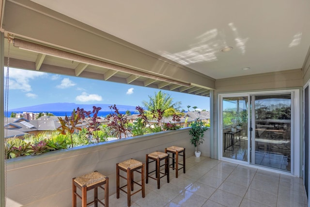 interior space featuring a mountain view