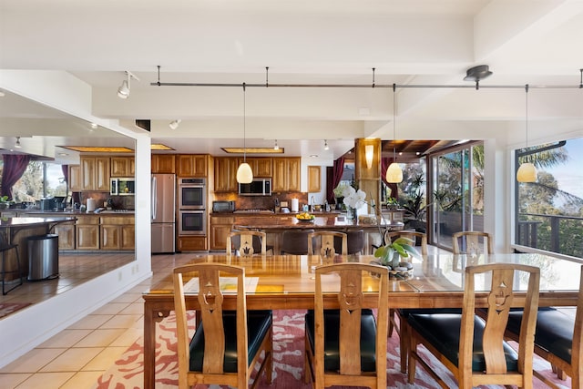 tiled dining room featuring a wealth of natural light