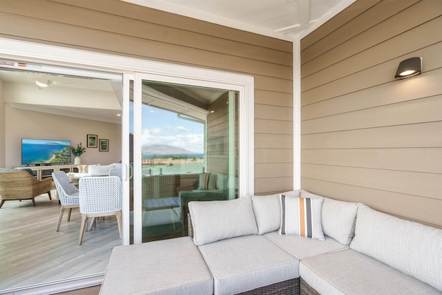 exterior space featuring an outdoor living space