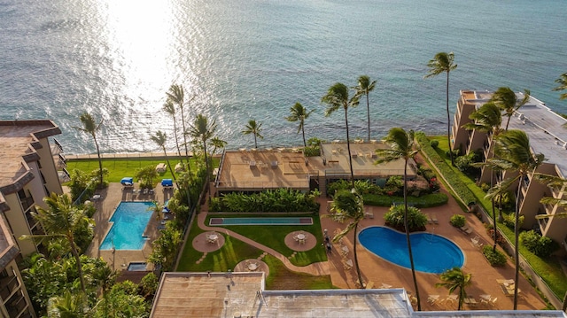 3823 Lower Honoapiilani Rd Unit 302, Lahaina, HI 96761 - aerial view of a pool and a nearby body of water
