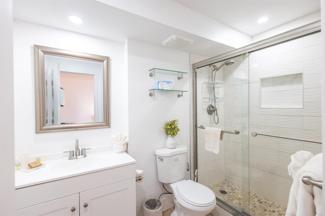 3823 Lower Honoapiilani Rd Unit 302, Lahaina, HI 96761 - bathroom with toilet, a shower stall, vanity, and recessed lighting