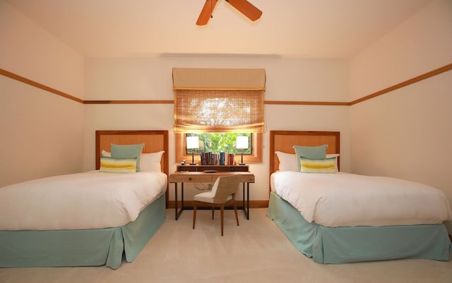 bedroom featuring carpet flooring and ceiling fan