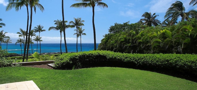 view of yard featuring a water view