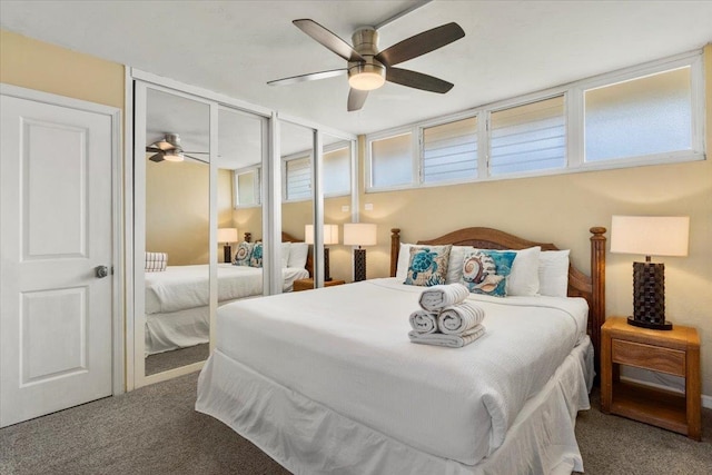 bedroom with carpet and ceiling fan