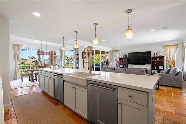 357 Umeke St Unit 144, Kihei, HI 96753 - kitchen with stone tile flooring, a sink, and light countertops