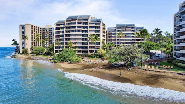 exterior space with a view of the beach