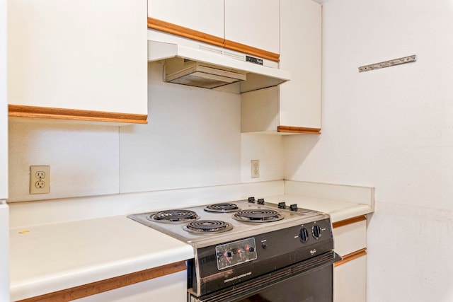 140 Uwapo Rd Unit 18-203, Kihei, HI 96753 - kitchen with electric range, under cabinet range hood, white cabinets, and light countertops