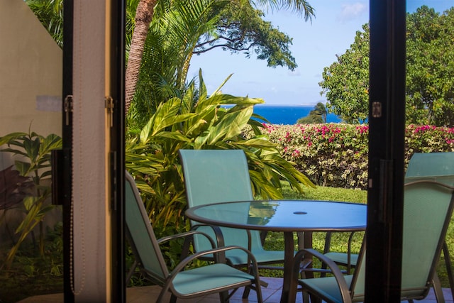 balcony with a water view