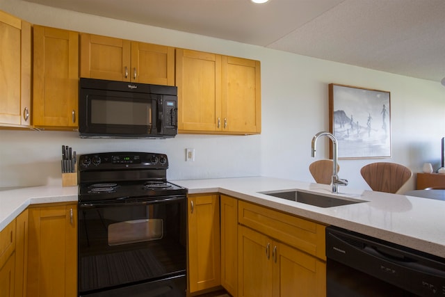 kitchen with sink and black appliances