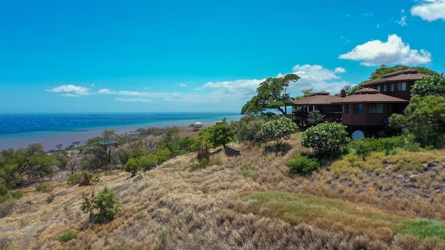 exterior space featuring a beach view