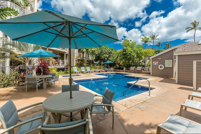 view of pool featuring a patio area