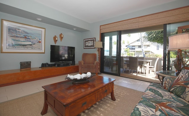 view of tiled living room